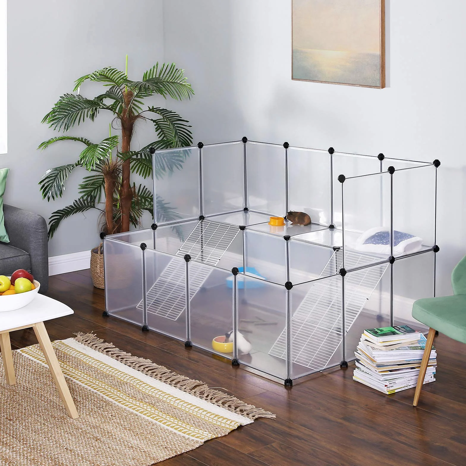 SONGMICS Enclos pour Petit Animal, clôture modulable, Blanc