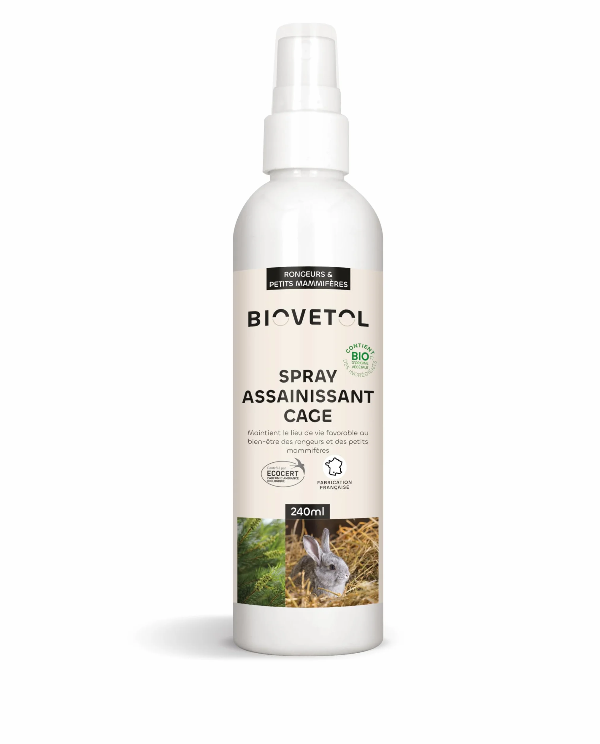 Biovetol Spray Assainissant Cage Antiparasitaire Rongeurs Petits Mammifères 240ml Bio France