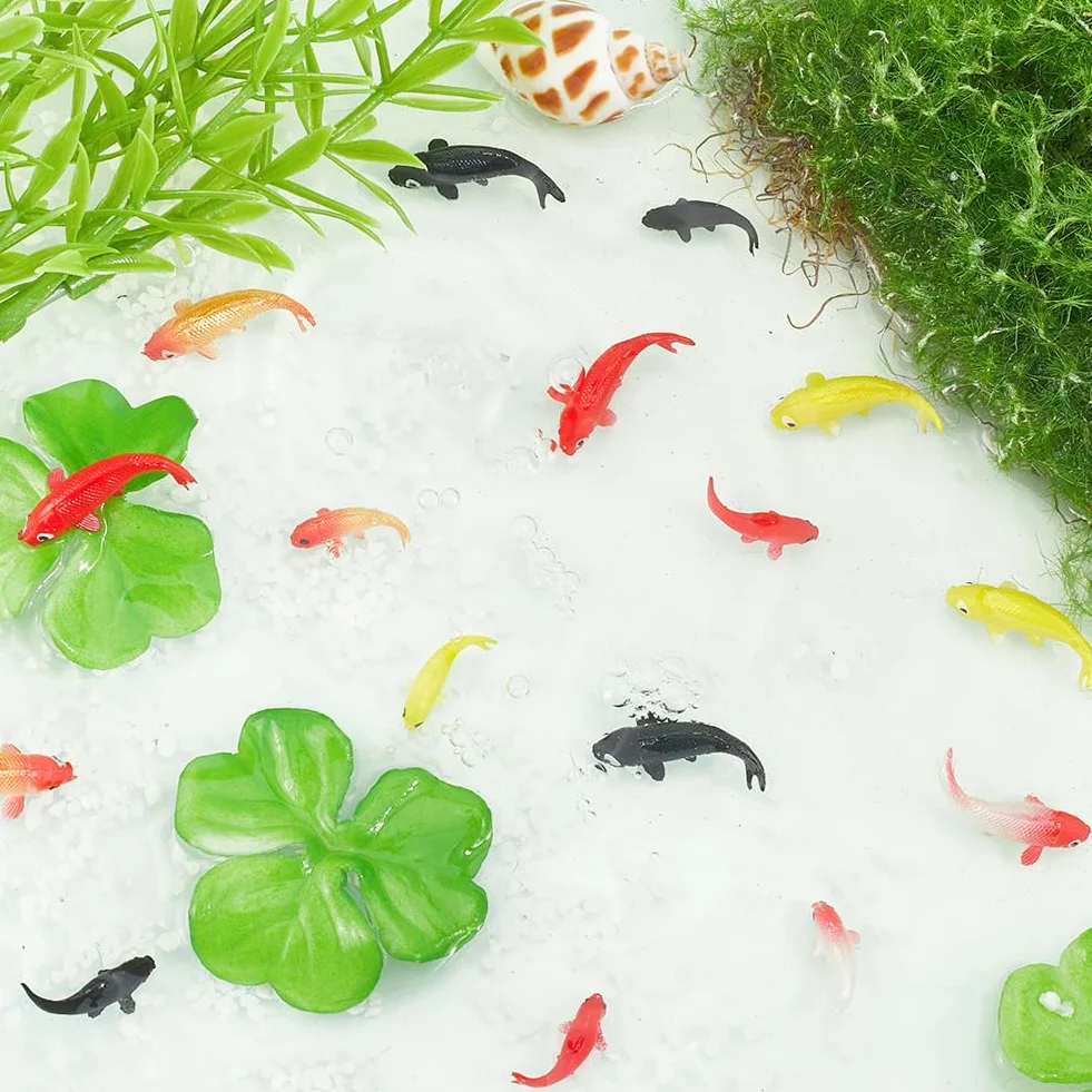 CREATCABIN Figurine Poisson Koi Miniature Plastique Ornements Décoration Réservoir Jardin