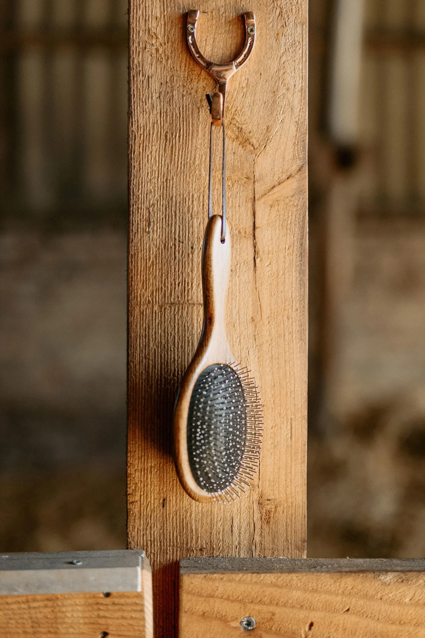 Brosse crinière et peigne queue Equimour pour cheval en bois et métal ergonomique démêler lisser soigner toilettage