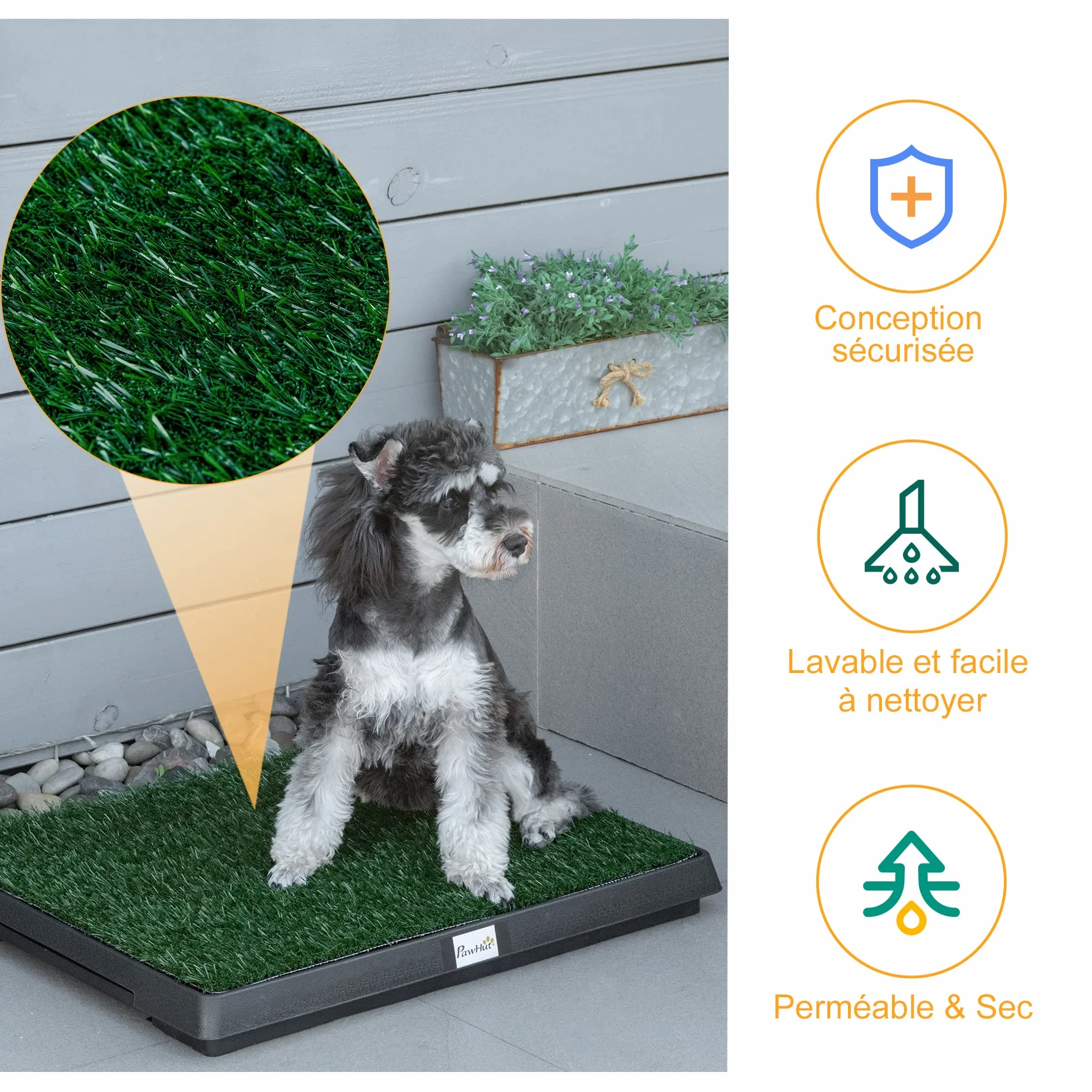 PawHut Litière pour Chien Gazon Synthétique Toilettes Portables 63x51x6 cm Noir Vert