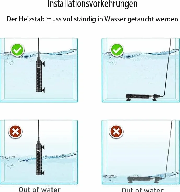 GERUI Réchauffeur d'aquarium 35 W/50 W (1 L-20 L) avec régulateur de température pour réservoirs de Poissons et d'aquarium avec Protection Contre la surchauffe (50 W)