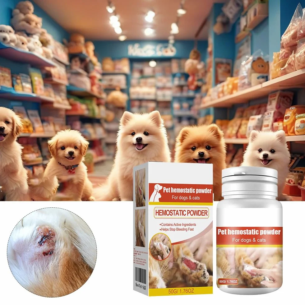 Cerioll Poudre Styptique 50g pour Chiens et Chats, Arrêter Saignement Pattes