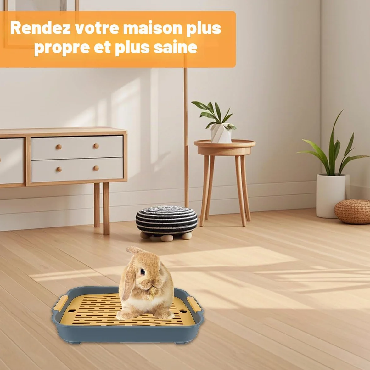 Bac Litière Rectangle pour Lapin, Hamster, Cochon d'Inde 27x18.5x4 cm Plateau avec Grille