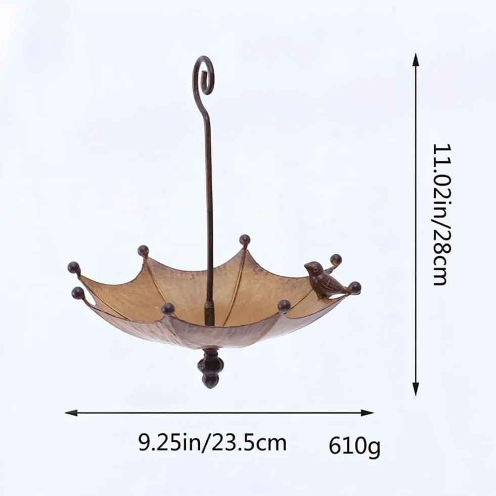 Mangeoire à Oiseaux en Métal Suspendue Parapluie pour Extérieur