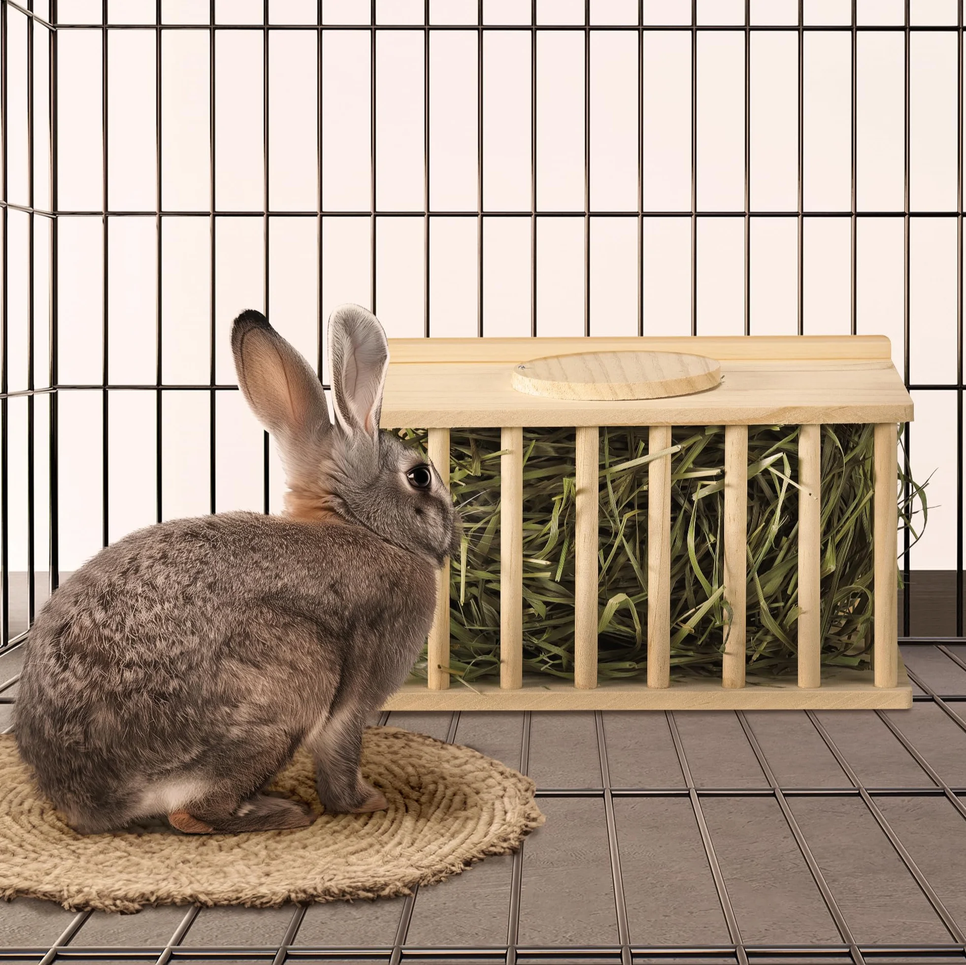 Navaris Mangeoire Foin Lapin en Bois 25 x 15 x 15 cm pour Petit Animal