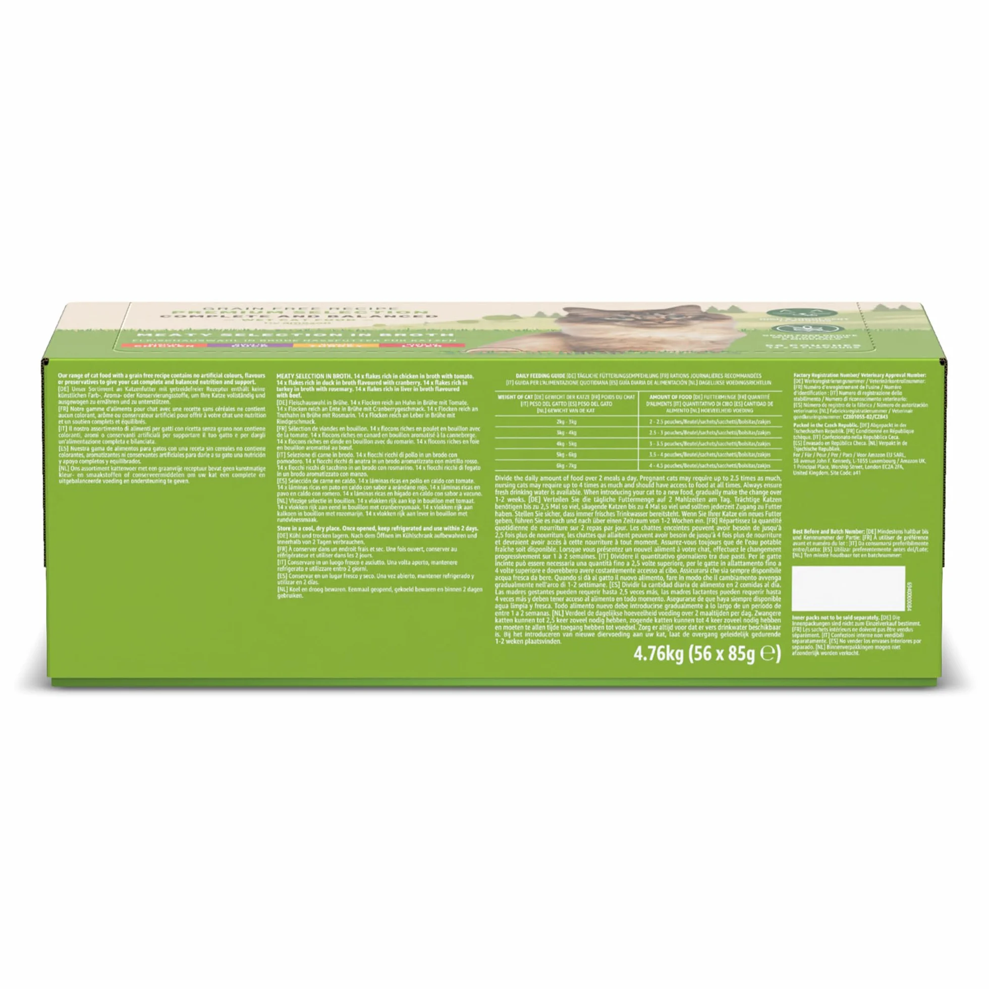 Amazon Aliments Humides sans Céréales pour Chats, Selection de Viande en Gelée 4.76kg, 56 x 85g