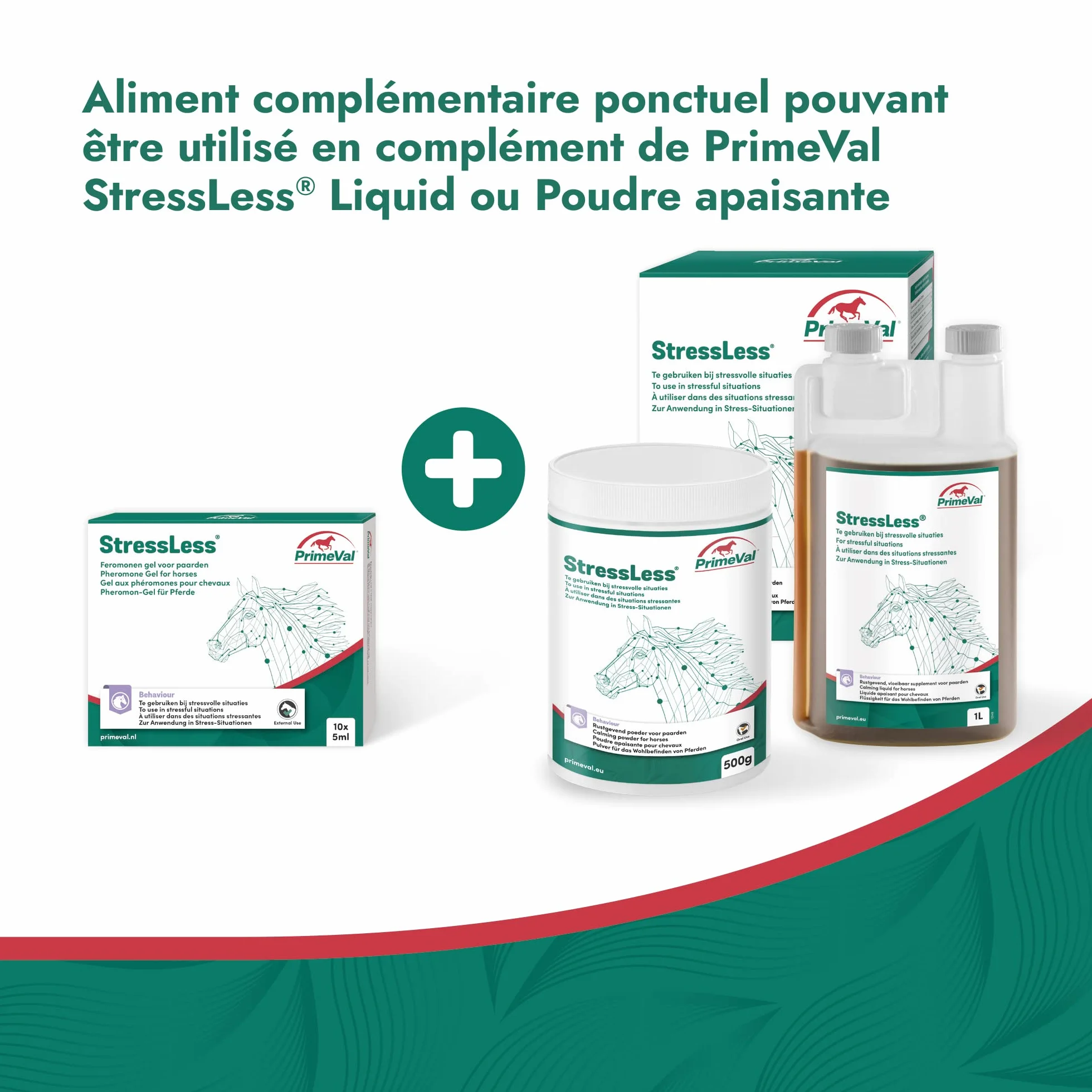 PRIMEVAL StressLess – Gel apaisant aux phéromones pour Cheval – Aliment complémentaire Naturel Anti-Stress à Base de phéromone apaisante Maternelle de Jument – sans Somnolence – 10 sachets de 5 ML