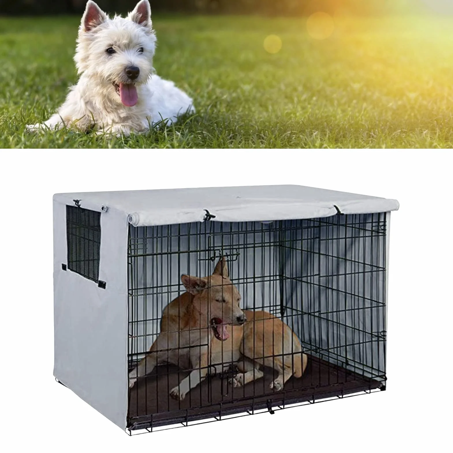TOPINCN Housse de cage en tissu Oxford pour chien 109 x 76 x 74 cm gris