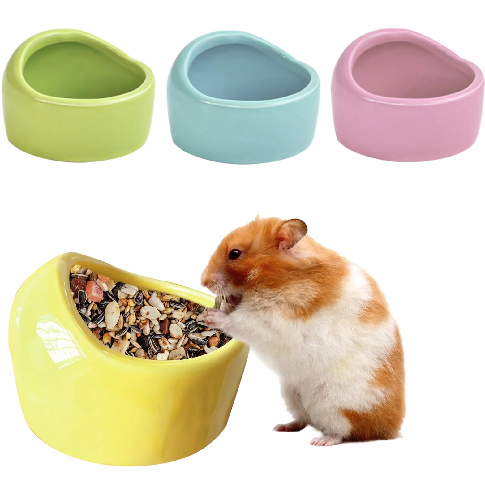 Gamelle anti-morsure pour hamsters et cochons d'Inde - Lot de 4 bols en céramique