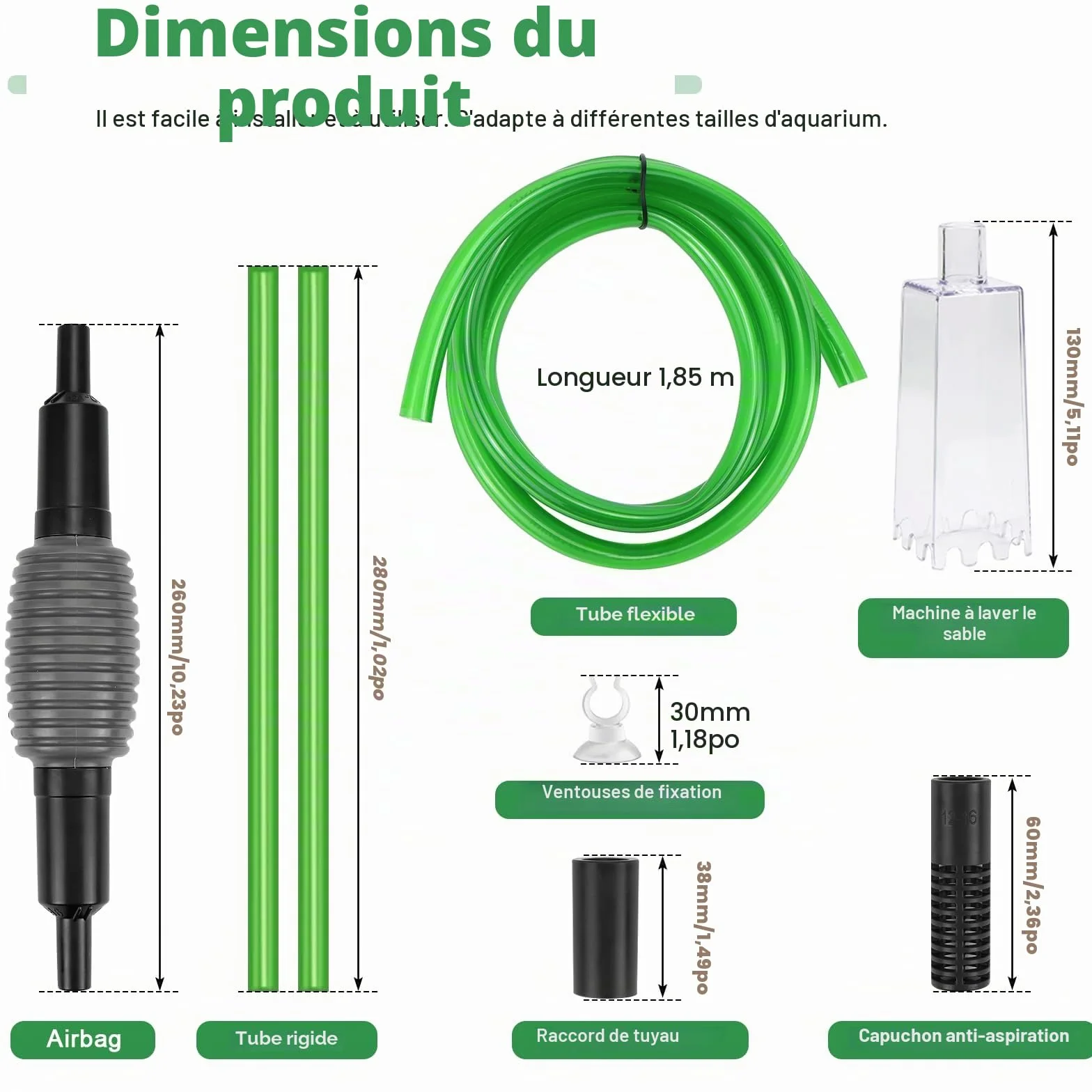 LPZMPZ Aspirateur Aquarium, Siphon Nettoyage Gravier avec Pompe pour Changement d'Eau