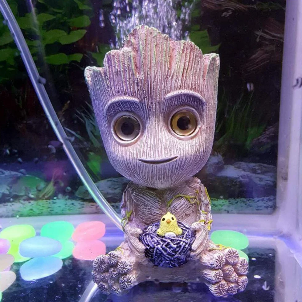 SLOCME Décoration d'aquarium en résine avec pompe à oxygène et pierre à bulles d'air