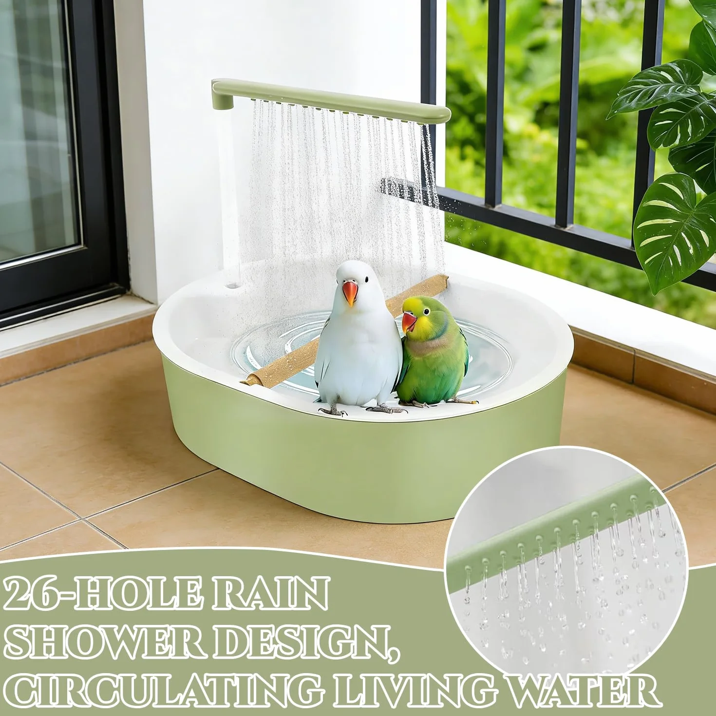 Douche à Oiseaux, Douche pour perroquets, Baignoire Automatique Oiseaux, Baignoire Multifonction avec Circulation de l'eau – Douche autonettoyante, Douche d'oiseaux, Douche Perroquet