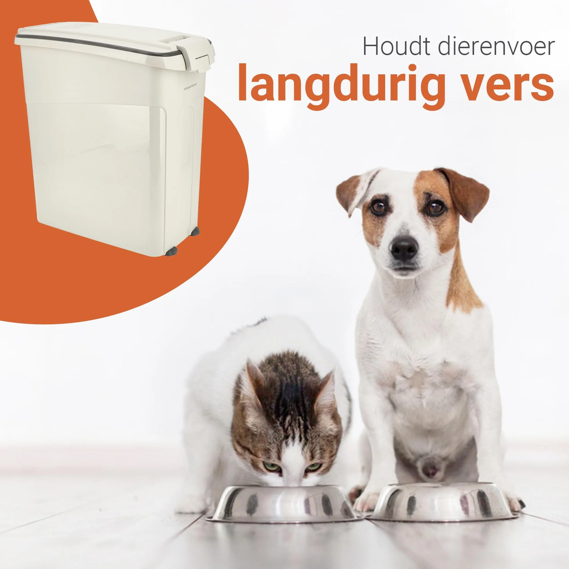 Conteneur alimentaire hermétique 54L pour chiens et chats - Avec roues et pelle, pour environ 20 kg de nourriture sèche, litière pour chat ou croquettes pour chien