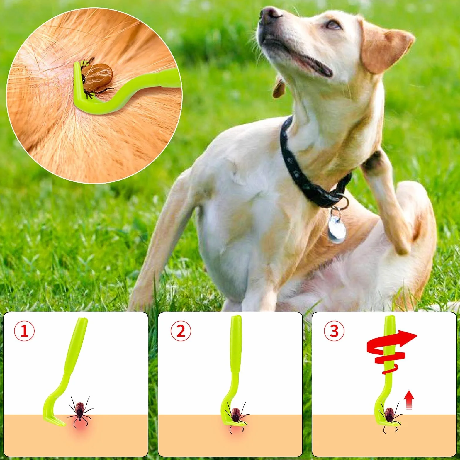 MELLIEX Pince à Tiques en Acier Inoxydable, Tique Remover Stylo Anti-Tique et Crochet pour Chiens, Chats