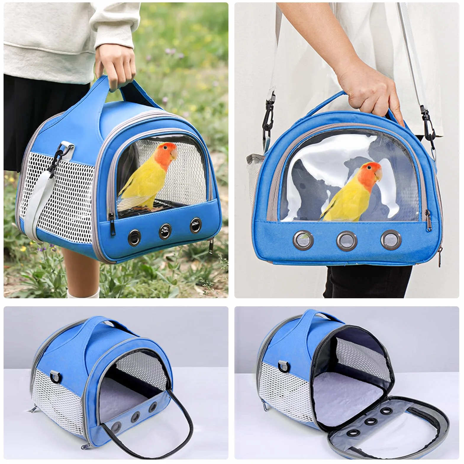 Sac de Transport pour Petits Animaux, Sac Voyage Chat Pliable, Cage Transport Lapin, Bleu