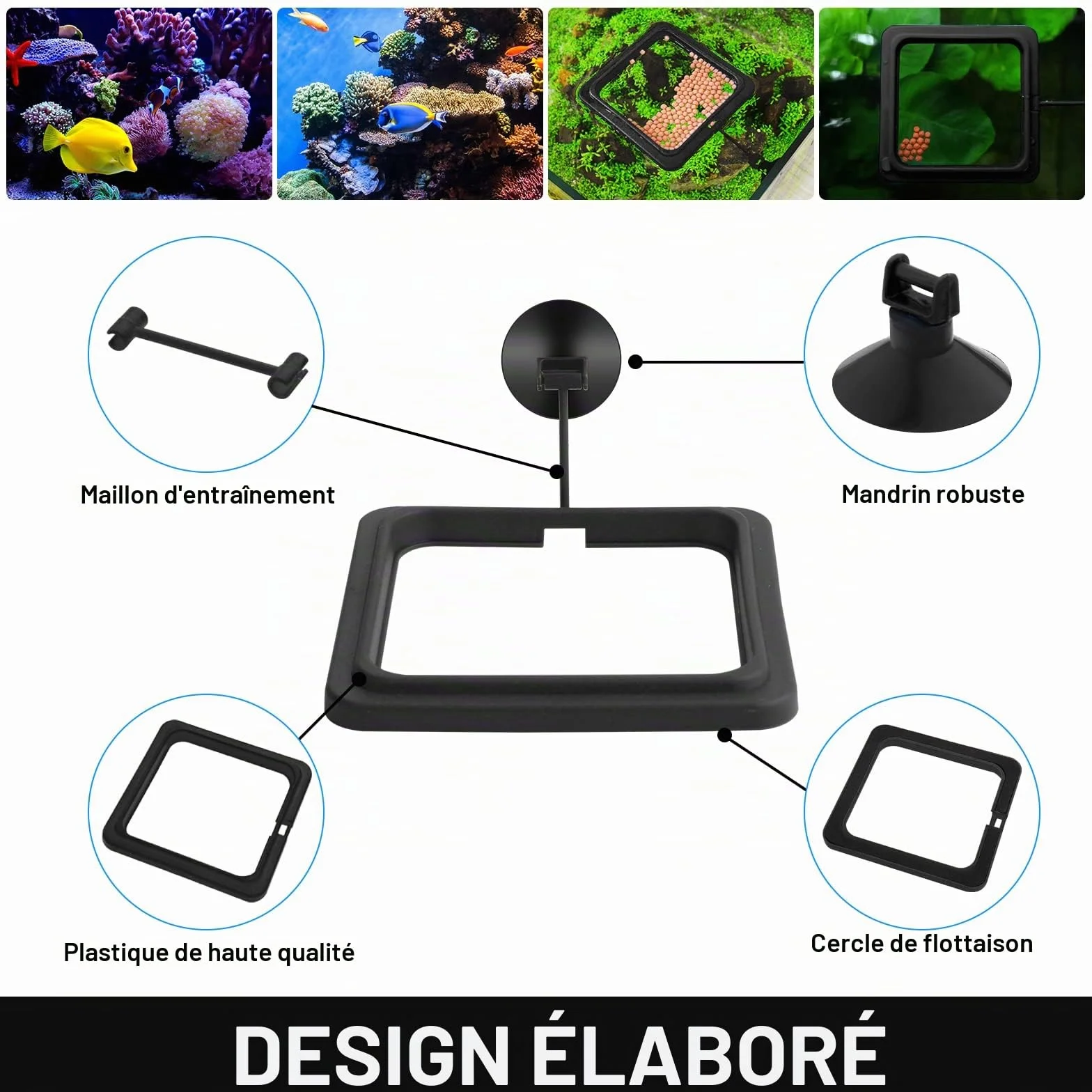 Anneau de Nourriture pour Poissons 2 pièces Distributeur Aquarium Accessoires Tortue Cercle Guppy Bettas Noir