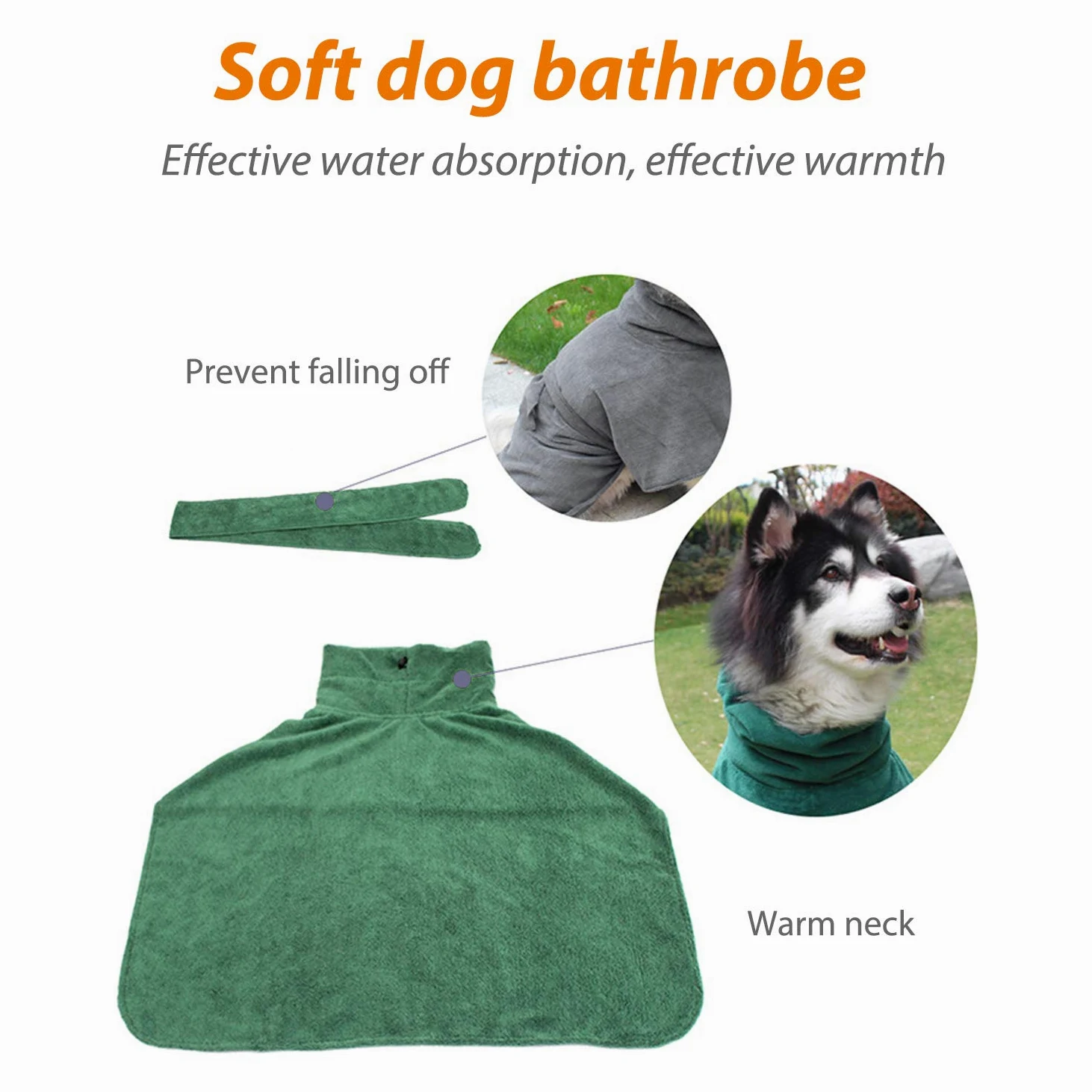 PETCUTE Peignoir Serviette de Bain pour Chien Microfibre Peignoir pour Chien Grand Petit Séchage Rapide avec bandoulière réglable