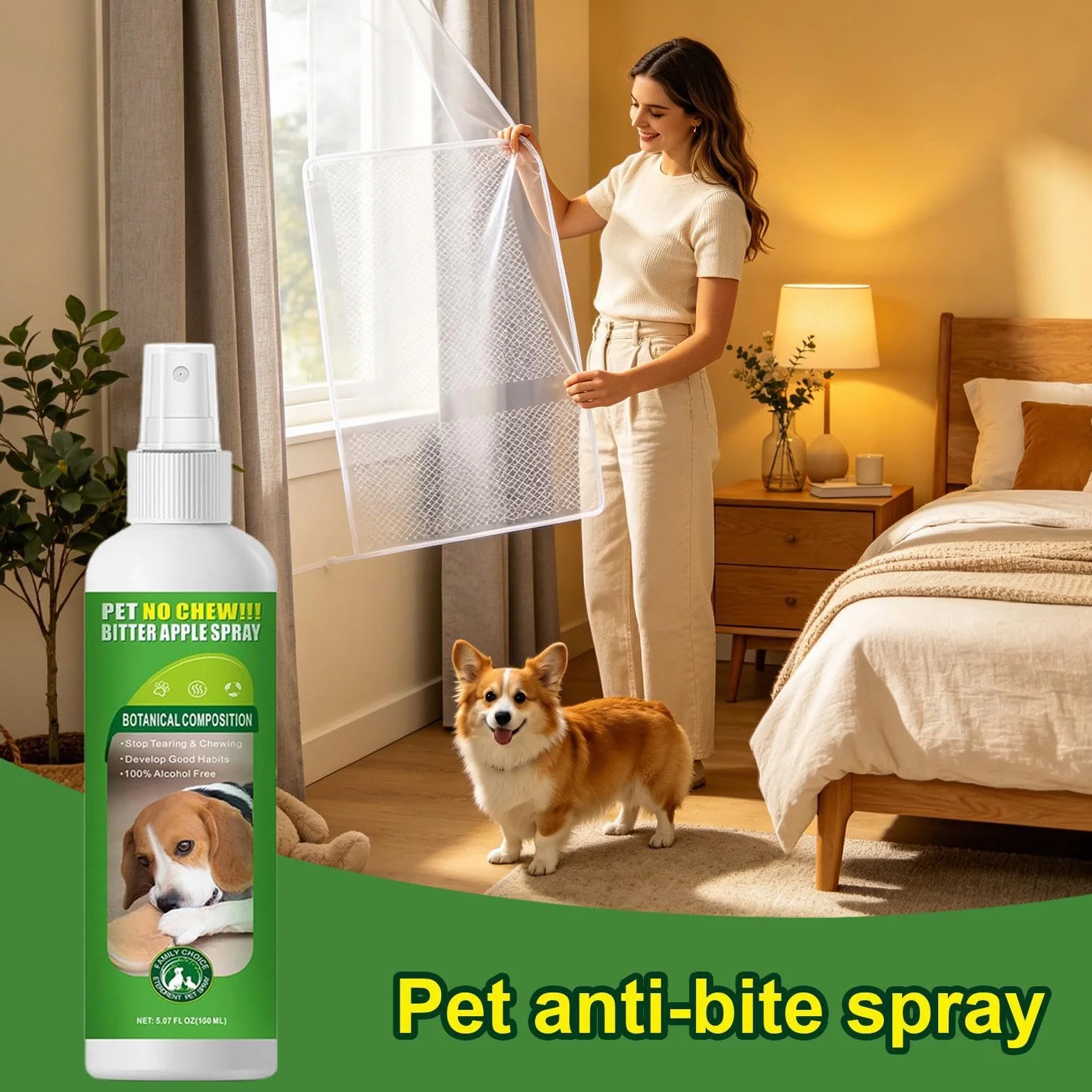 Spray Anti-Mordillage pour Chiens 100 ML Brume Amère Anti-Mastication Canin