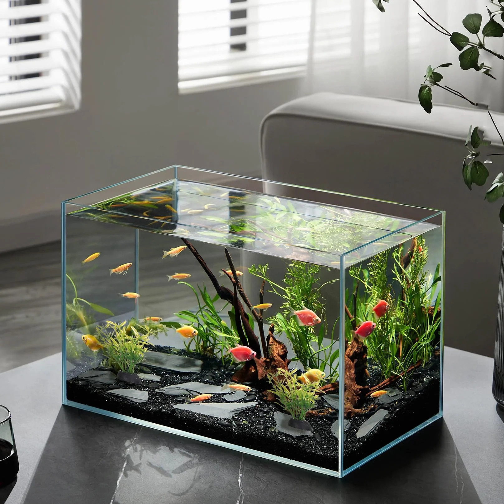 Plantes Aquarium Artificielle 11 Pcs, Decoration Aquariums en Plastique