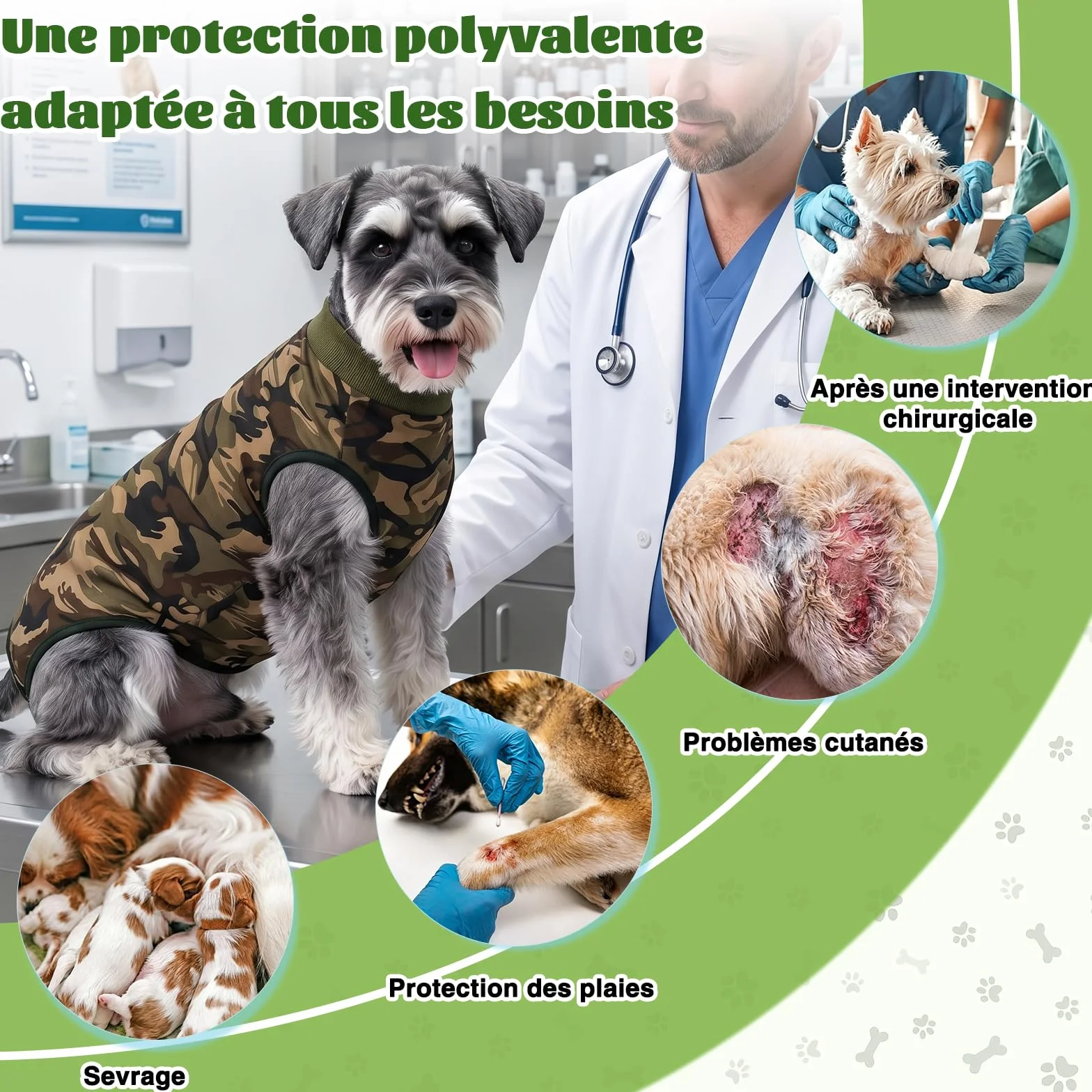FEimaX Combinaison de Récupération pour Chien Après Chirurgie, Body Post-Opératoire pour Chiens Moyens et Grands