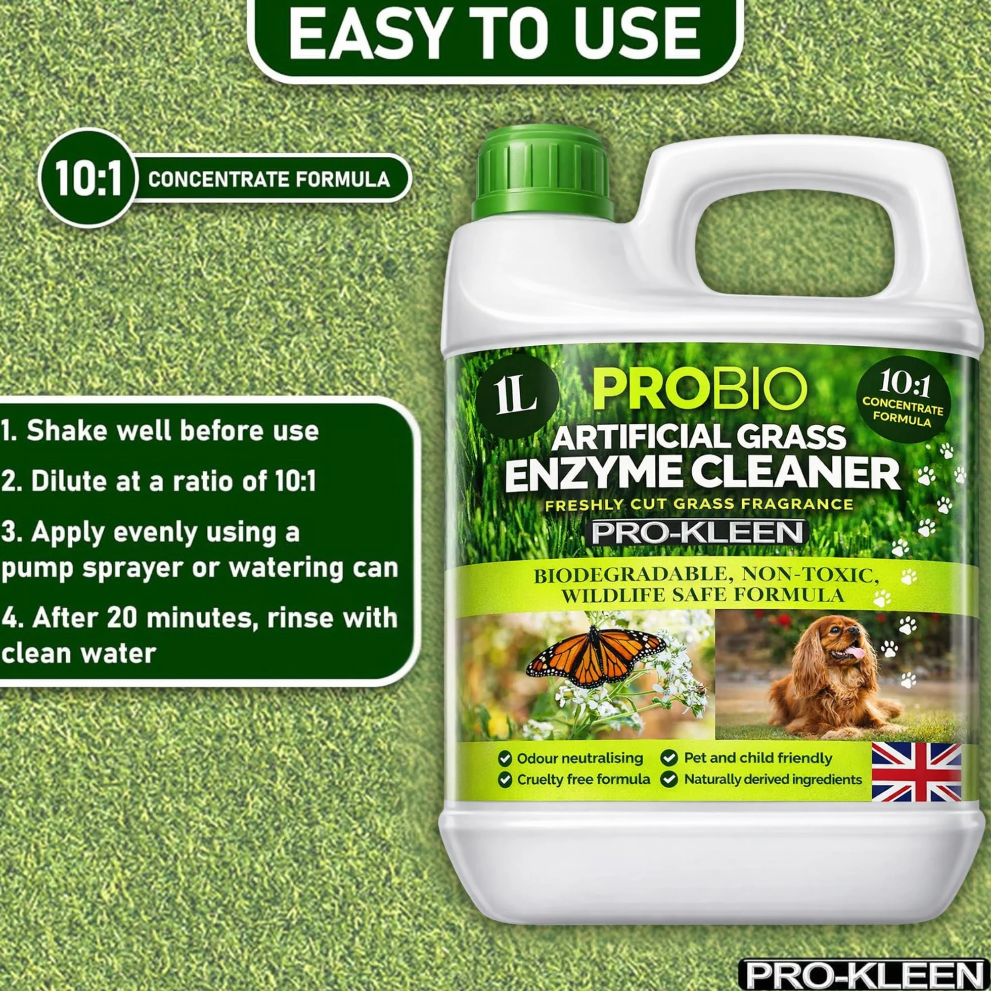 Pro-Kleen ProBio Nettoyant pour gazon artificiel 1 L probiotiques non toxique