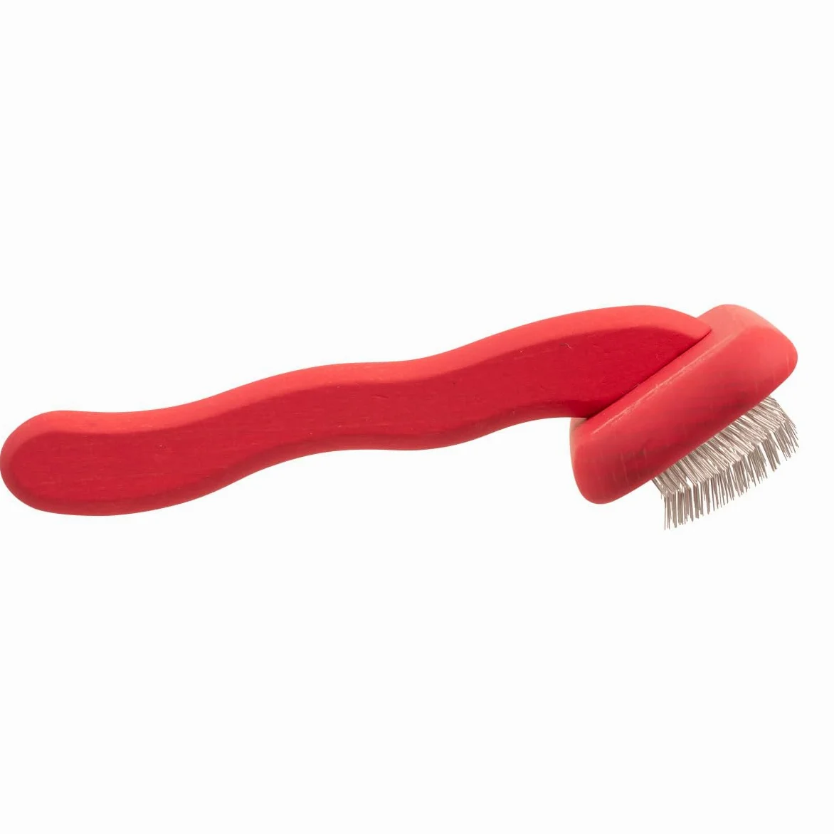 Chris Christensen Mark II Petite brosse à lisser pour chien Brossez comme un professionnel Brosses en acier inoxydable Corps en bois de hêtre léger Pointes polies et polies Rouge