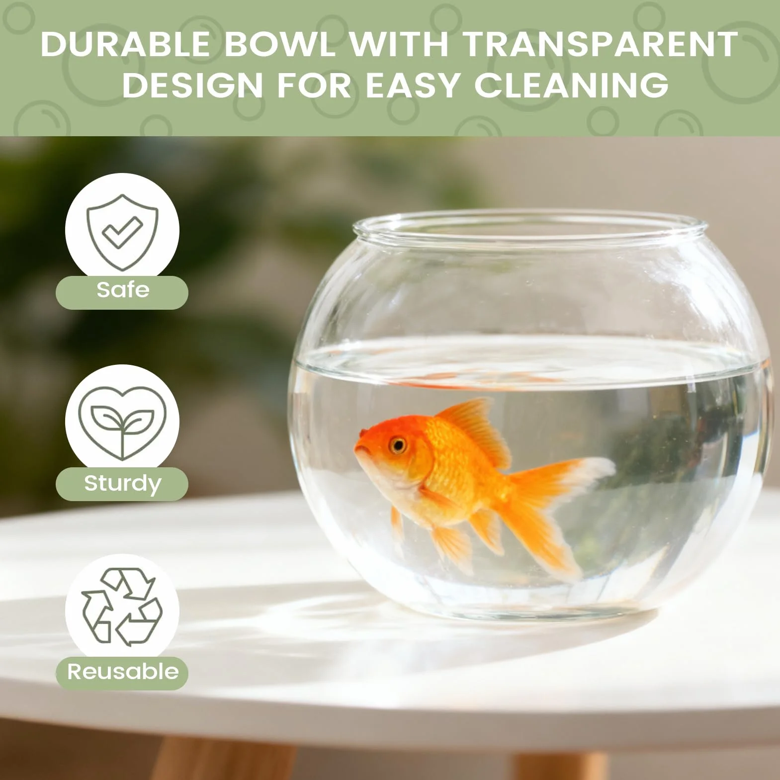 Bocal à Poissons Rond Transparent, Aquarium en Plastique Incassable, Mini Vase pour Poissons Rouges
