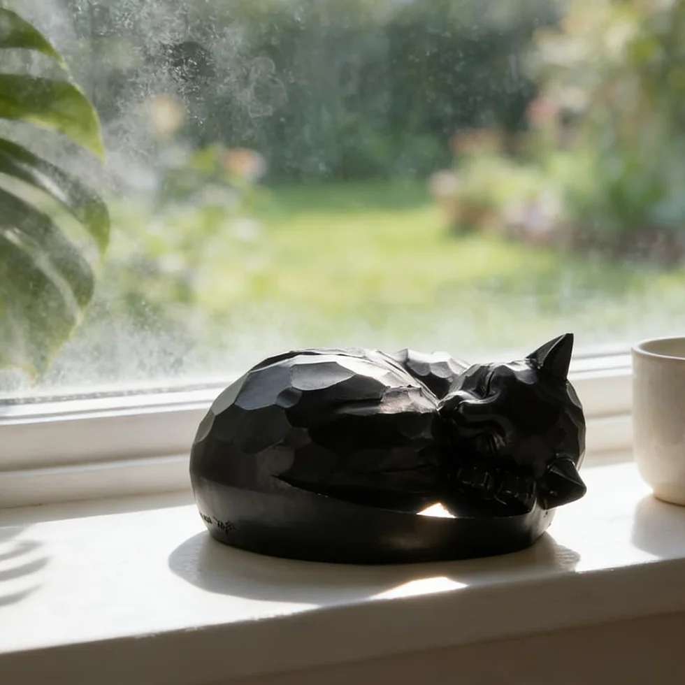 Urne funéraire commémorative pour chat Noir