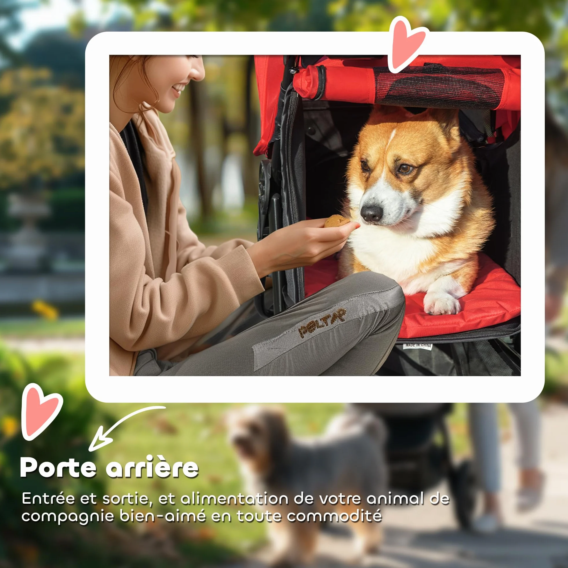 PawHut Poussette pour Chien Pliable 3 Roues Tout-Terrain 25kg Grande Roue 12" Antichoc Légère Chariot Animaux Rouge