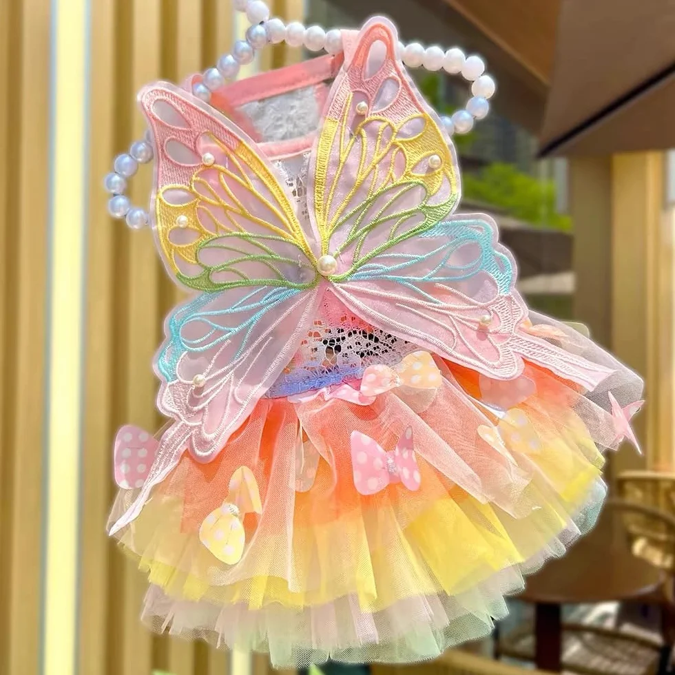 Robe de princesse papillon jupe tutu multicouche pour chiens petite moyenne taille XXXL