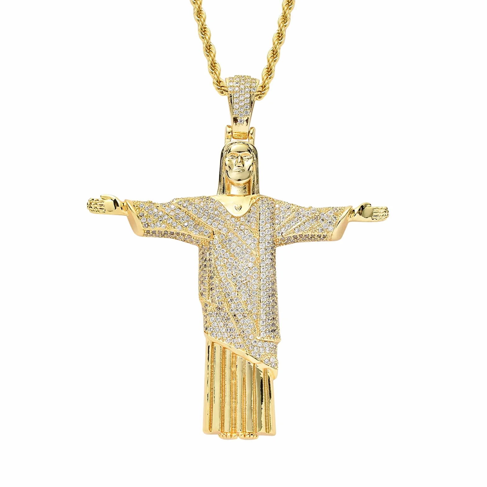 Pendentif Croix Jésus Or Hip-hop