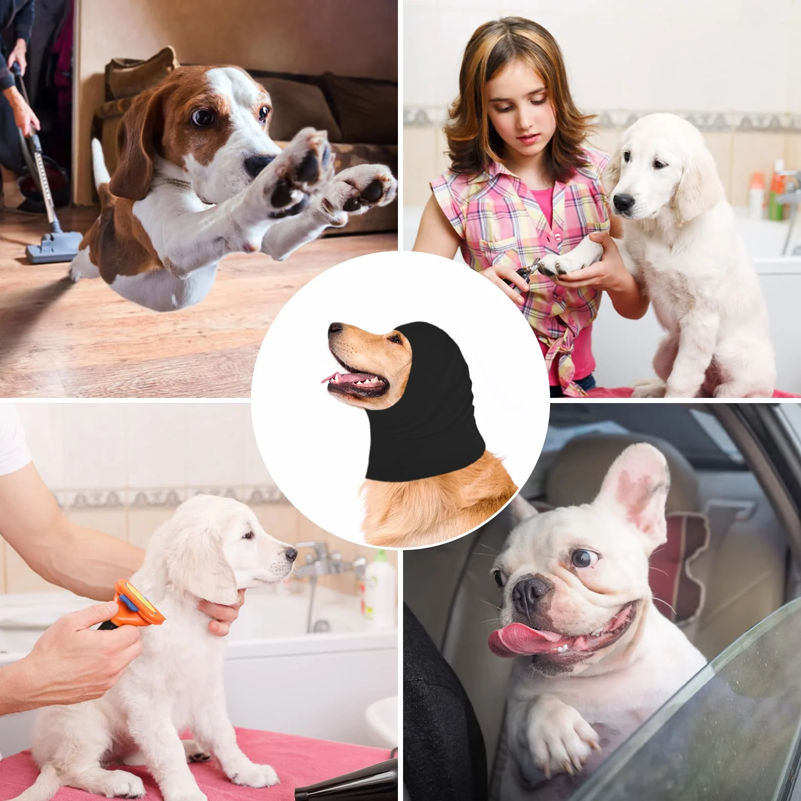 Cache-Oreilles pour Chien et Chat Noir M Protection Auditive Anti-Bruit