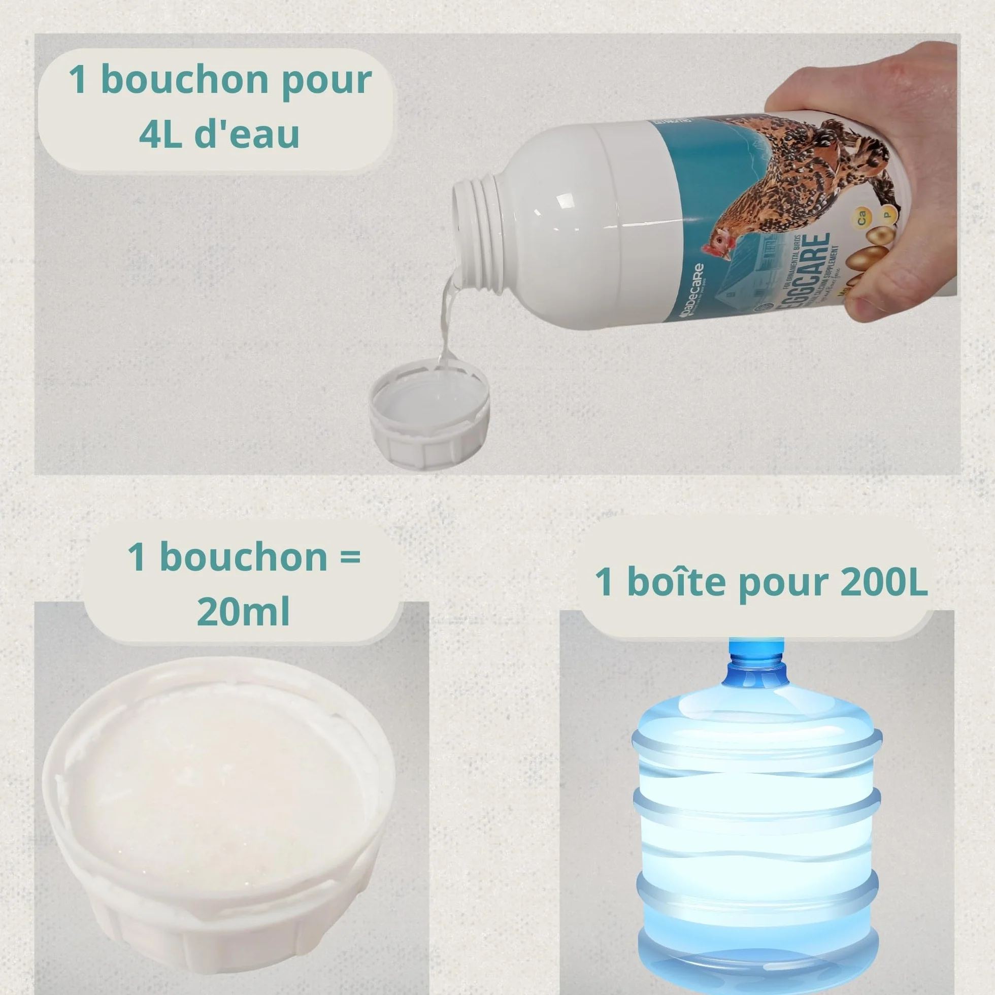 Eggcare Calcium pour Oiseaux 1 l avec minéraux et vitamines – Œufs sains et coquilles résistantes