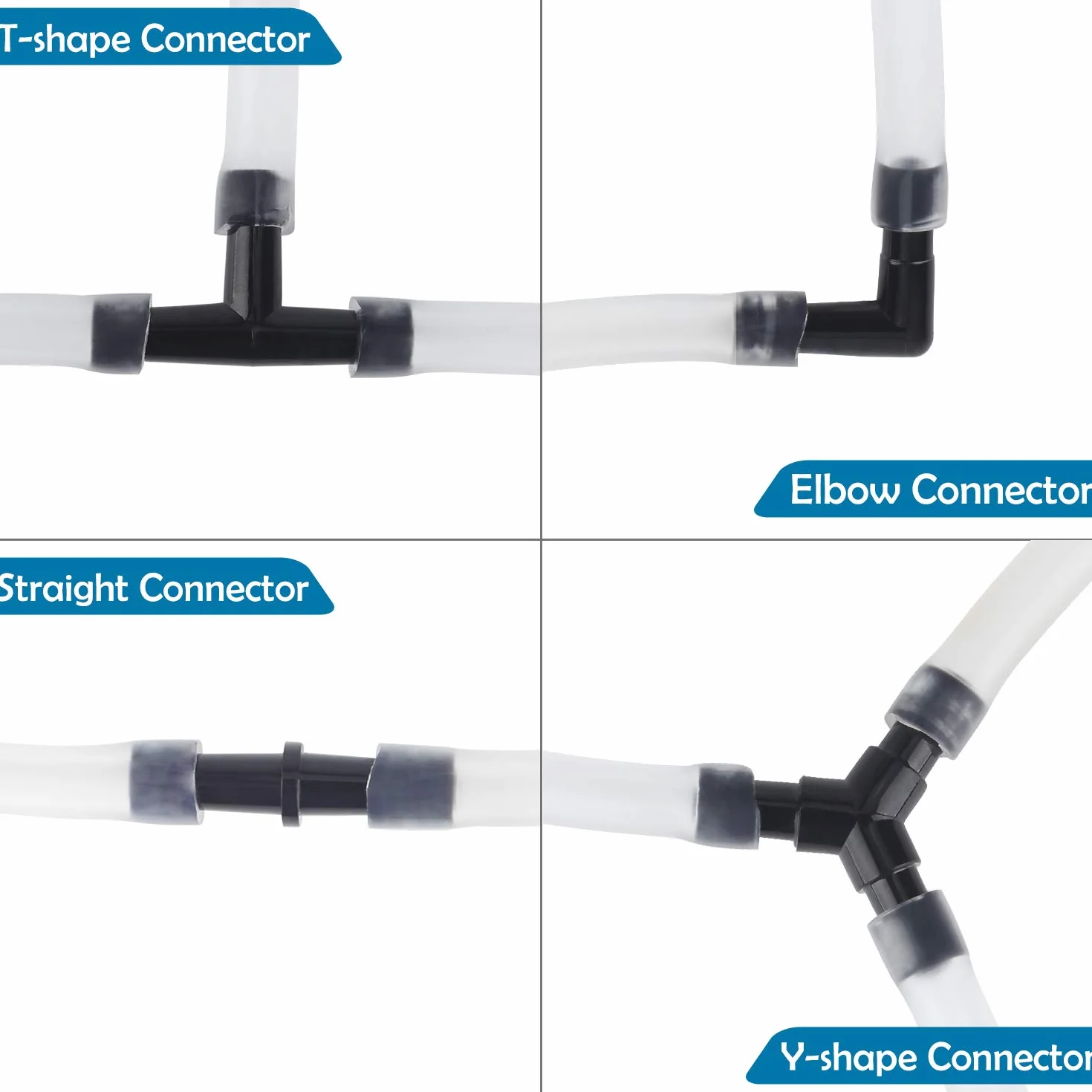 Pawfly 40 pièces Aquarium Airline Tubing Connecteurs Plastique Noir Valve en Ligne