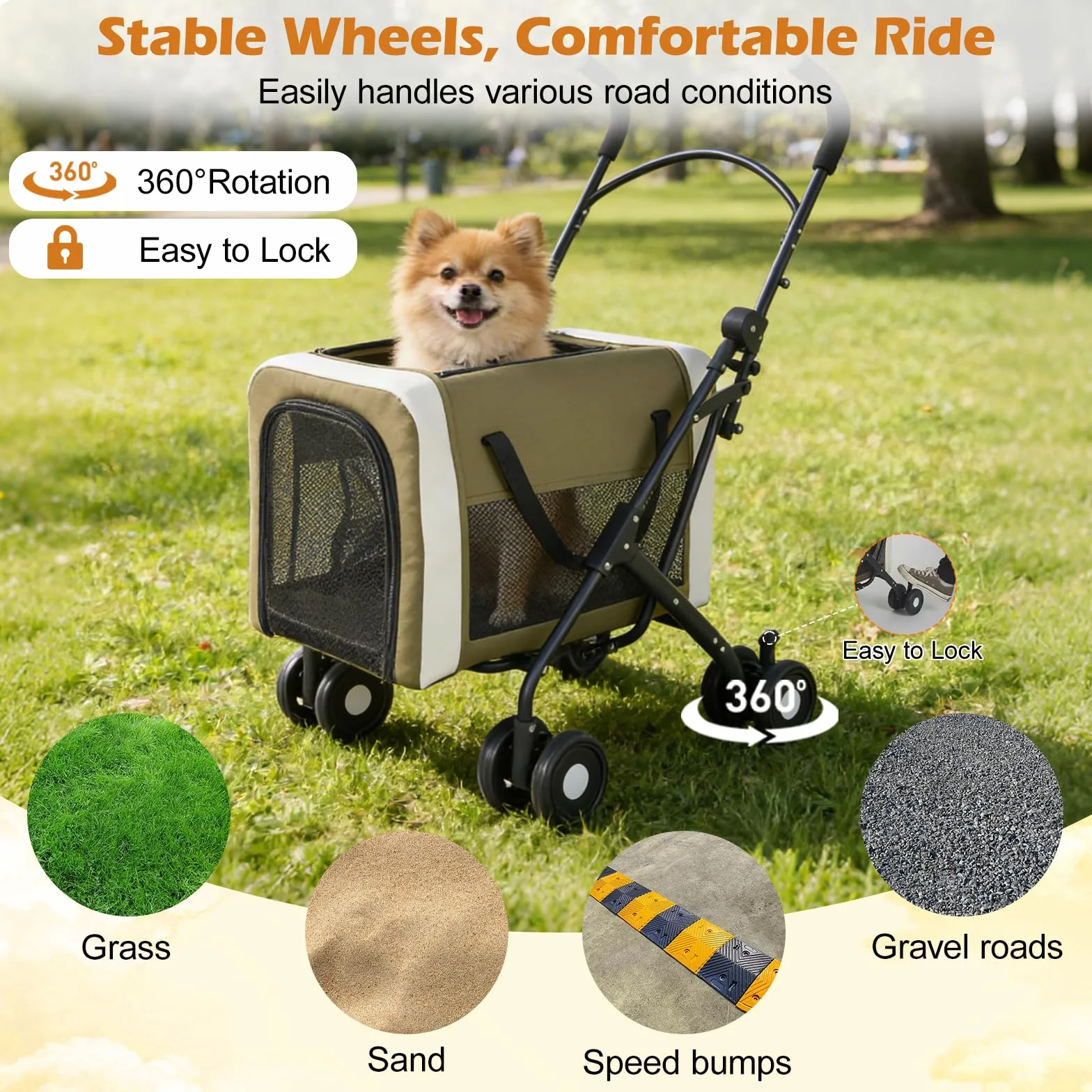Poussette pour Chiens et Chats 30 kg 2 en 1 Pliable Transporteur