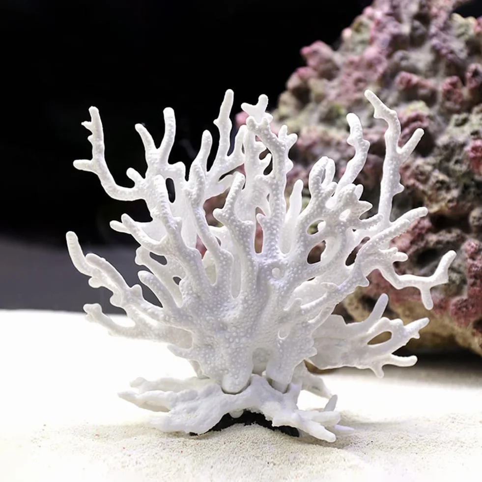 Lot de 2 coraux artificiels blancs pour aquarium - Décoration sous-marine