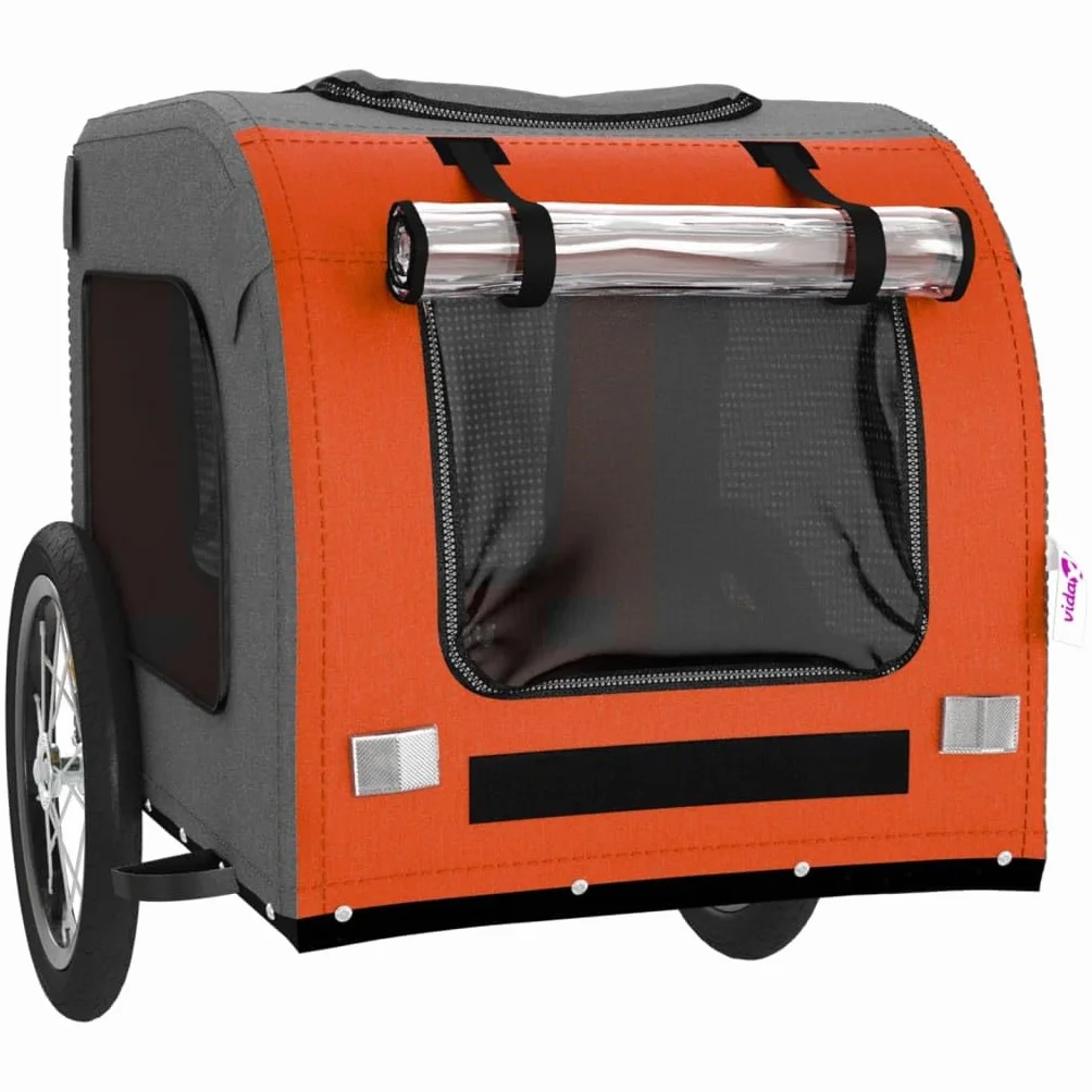 Remorque de Vélo pour Chien, Chariot Transport pour Animaux de Compagnie Orange et Gris 125x64x66 cm