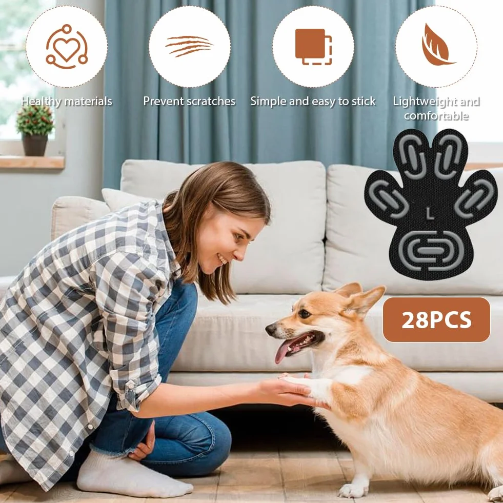 Protections de pattes pour chien antidérapantes en gel de silicone, lot de 28, taille L