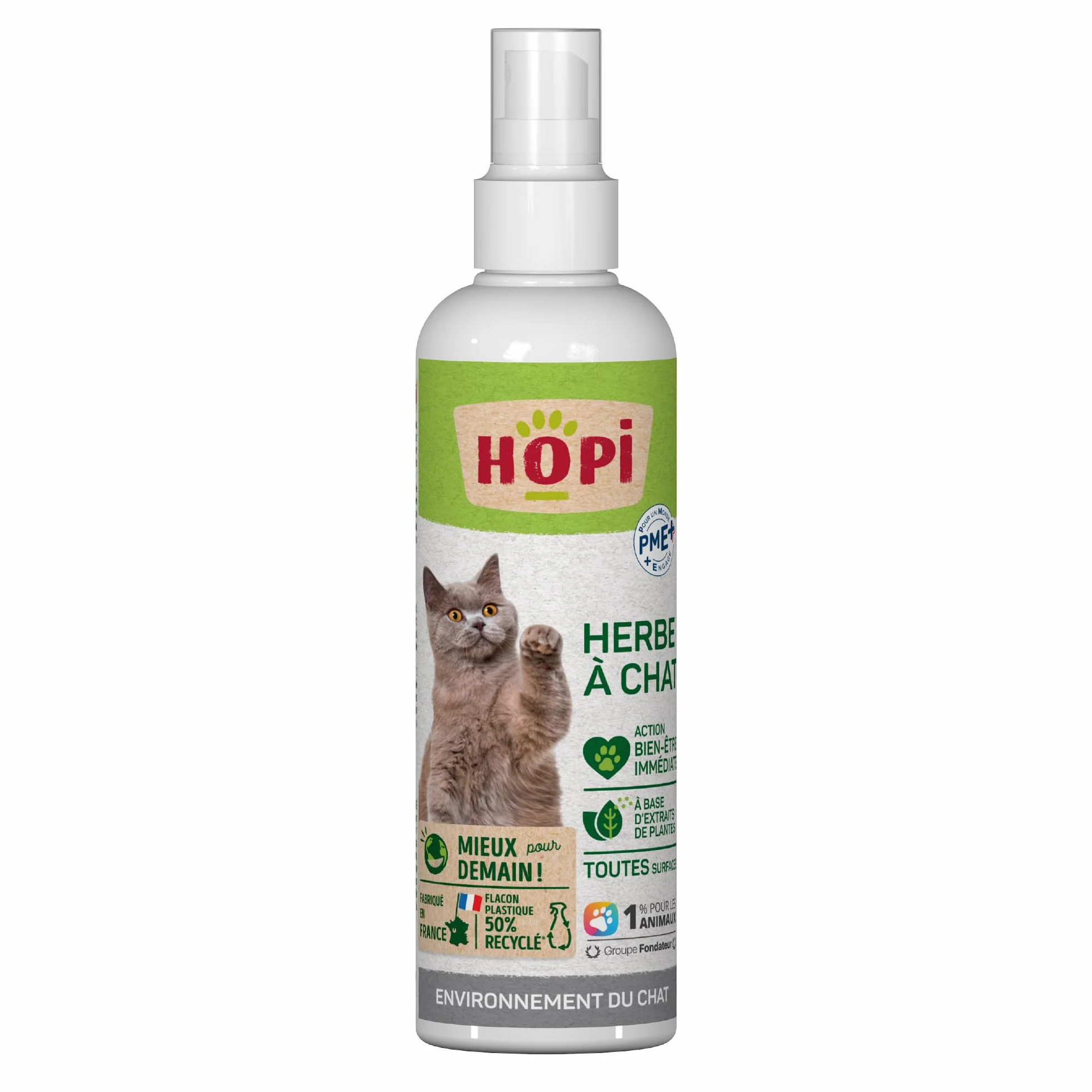 HOPI Spray herbe à Chat 200 ml - Extraits de Plantes - Stimule le Bien Être - Fabriqué en France