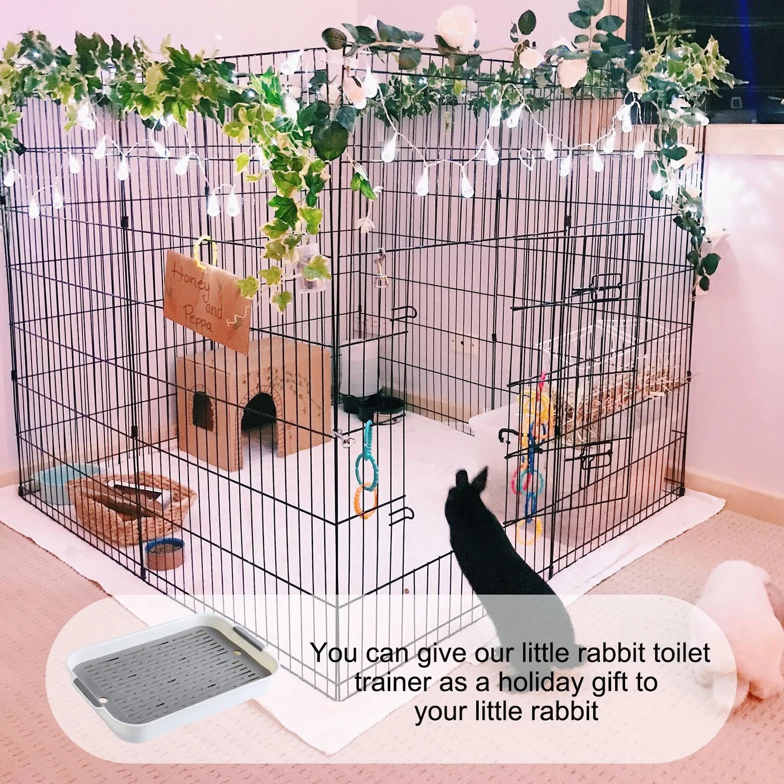 Bac À Litière pour Lapin avec Drainage, Toilettes en Cage pour Lapins