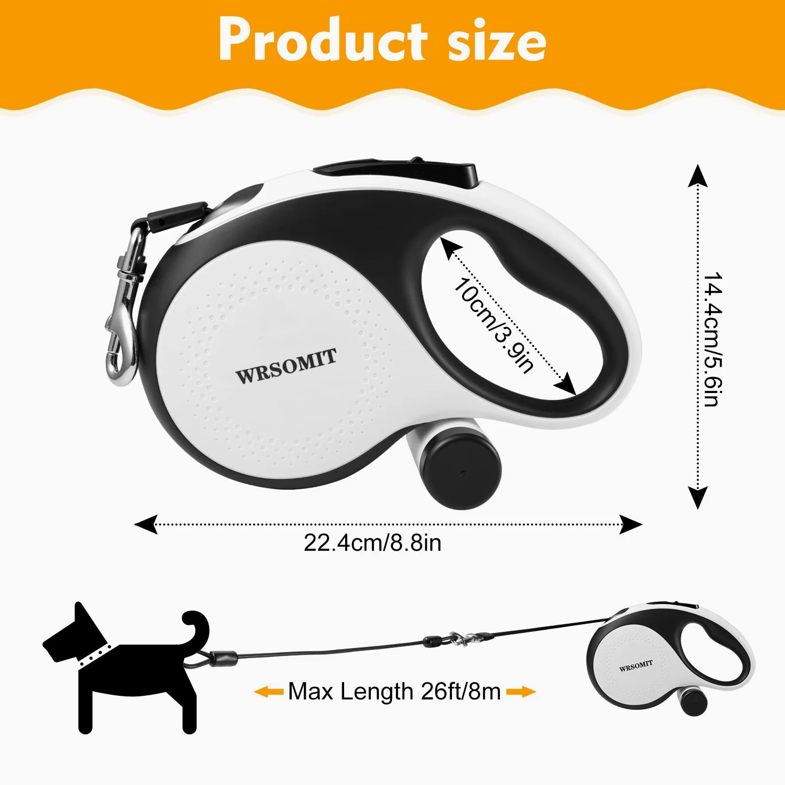 Laisse rétractable pour Chien avec câble Anti-Mastication, très résistante, 8,9 m pour Chiens de Petite, Moyenne et Grande Taille pesant jusqu'à 50 kg, sans enchevêtrement, Frein à Une Main,