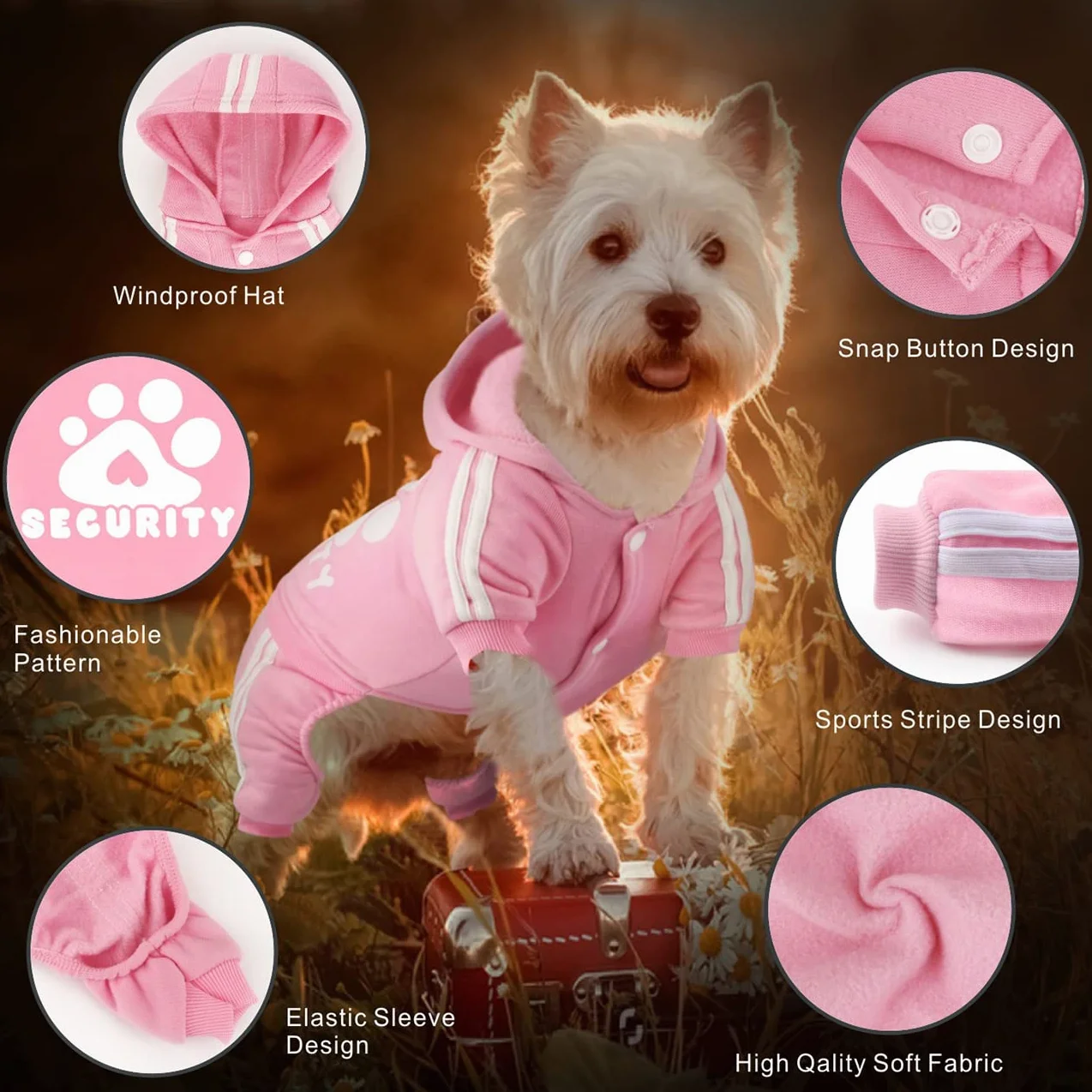 Sweat à Capuche pour Chien Vêtements pour Animaux Pull Automne Hiver Polaire Veste pour Chihuahua Teddy Petits Chiens Taille Moyenne