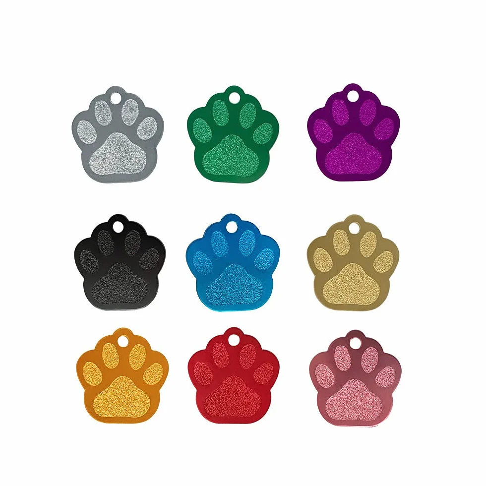 Adzif.biz Le sticker de decoration - Plaque chat personnalisable forme patte en aluminium - Bleu - Aluminium - 26 x 28 mm (2,6 x 2,8 cm)