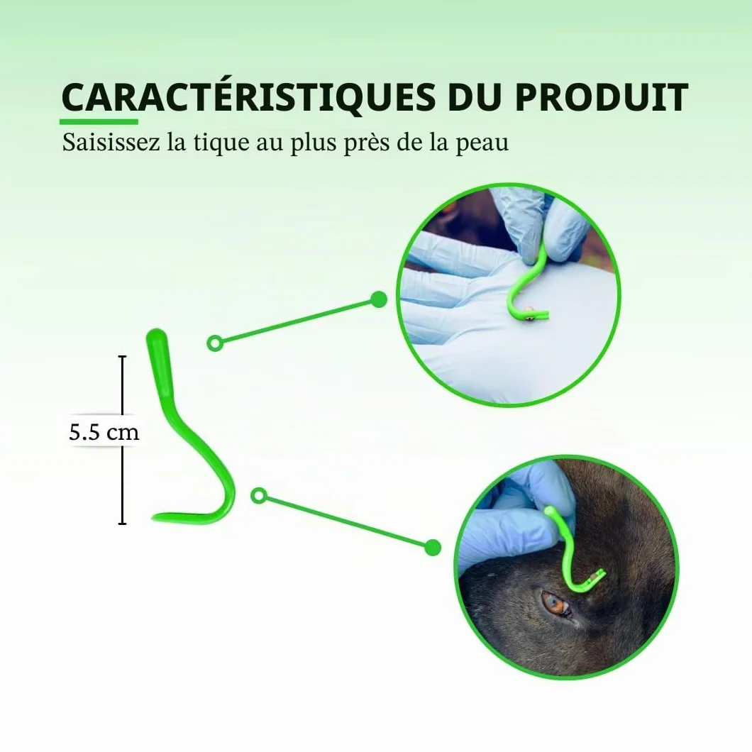 Lot de 5 Pinces à tiques MYDAISY avec étui - Crochet à tiques pour chats, chiens et humains