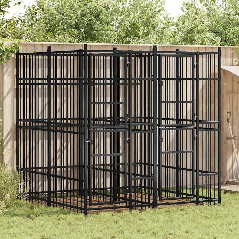 VidaXL Chenil d'Extérieur pour Chiens Acier 3,69 m² Cage Niche