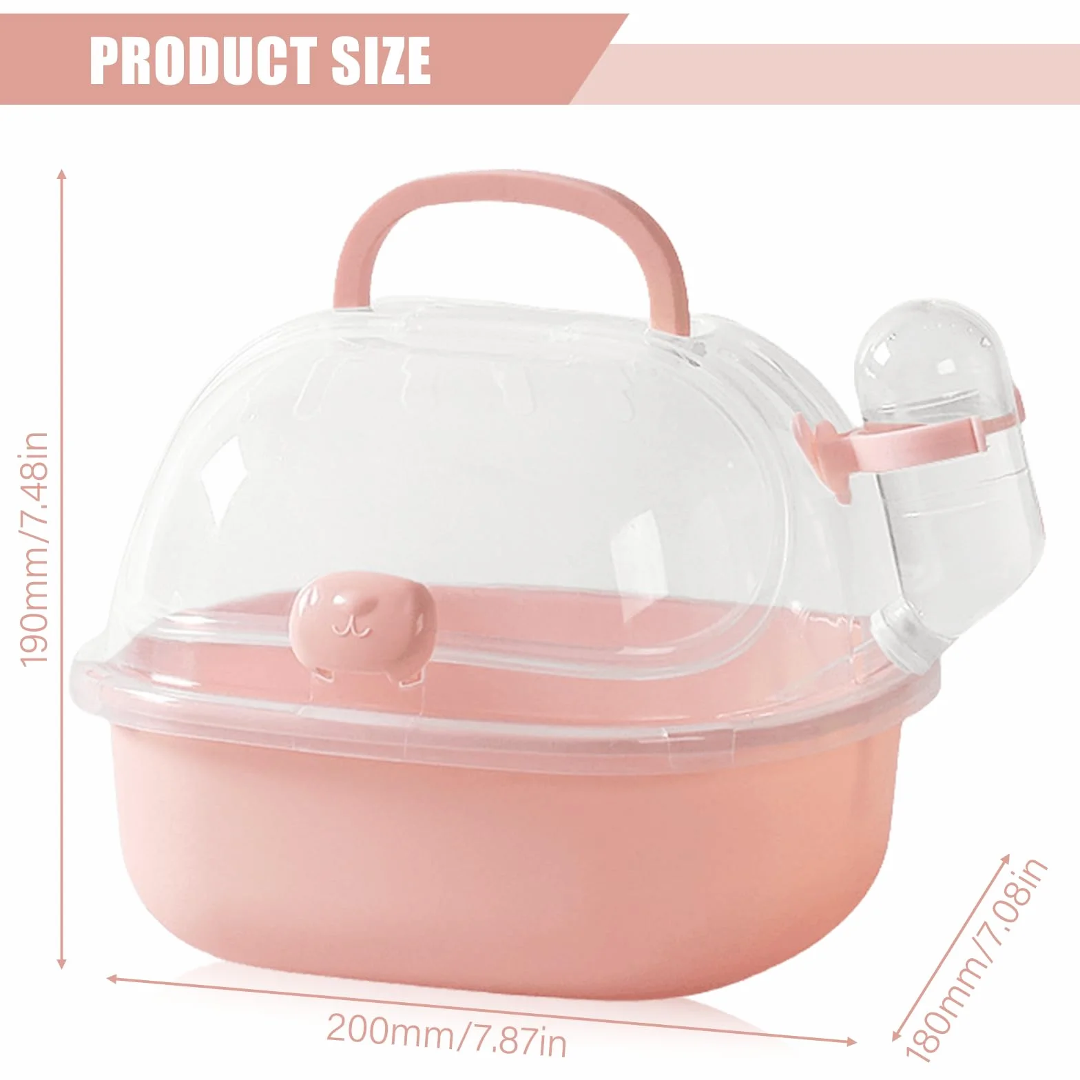 Cage de transport portable pour hamster 20 x 18 x 19 cm avec bouteille d'eau