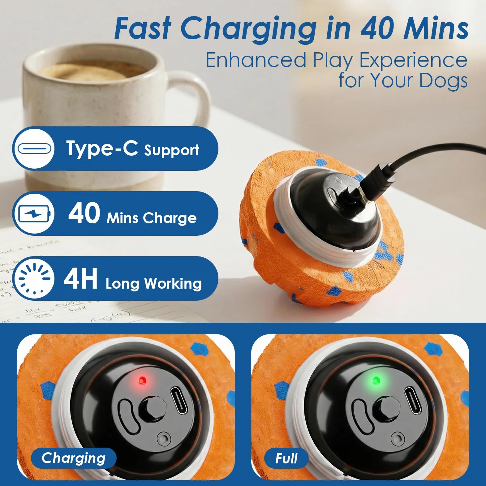 DFQ Balle interactive pour chien, jaune
