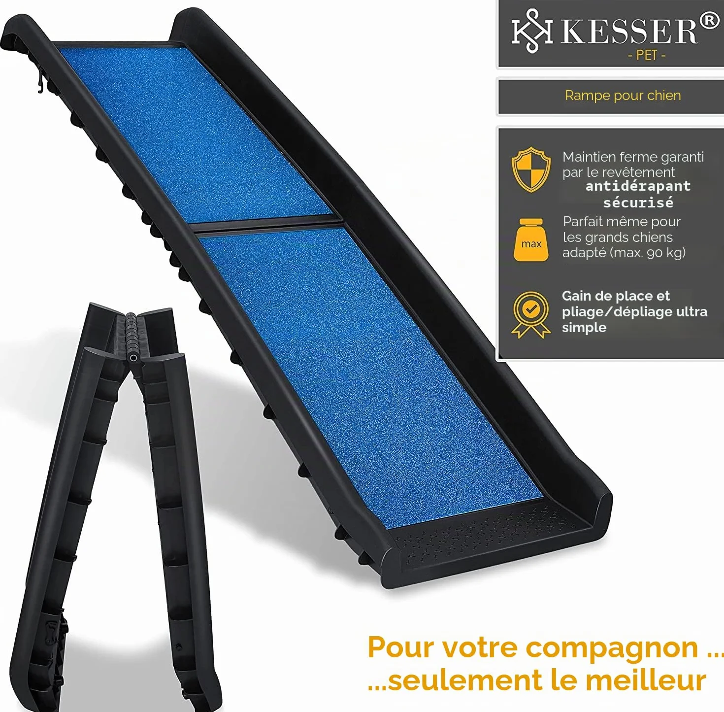 KESSER® Rampe pour Chien | Escalier pour Chien | Rampe Automatique pour Chien | Rampe de Coffre de Voiture Pliable automatiquement pour Animaux de Compagnie