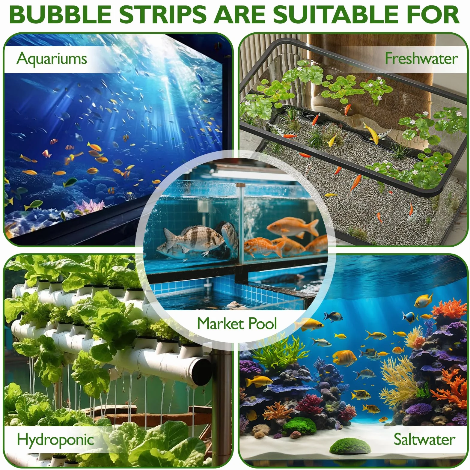 Hainue Bulleur Aquarium Silencieux, Diffuseur Air avec Tuyau, Pierre à Oxygène pour Étang, Bandes d'Oxygène à Petites Bulles Nano (30cm)